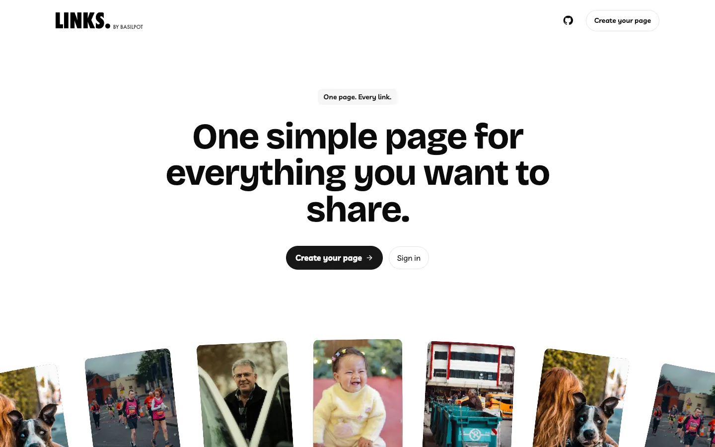 LINKS homepage: one simple page for everything you want to share