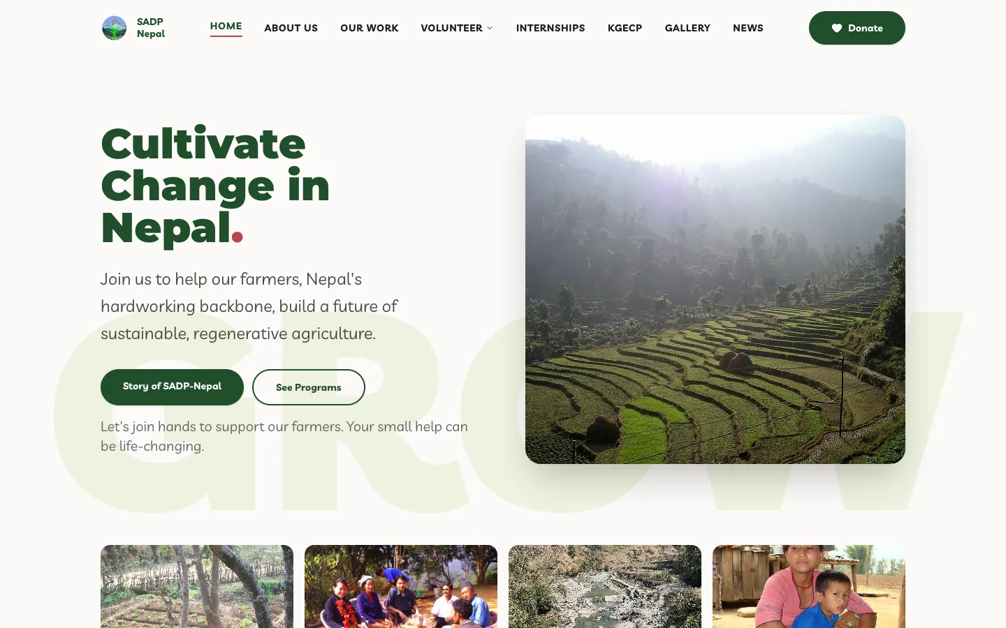 SADP Nepal website homepage