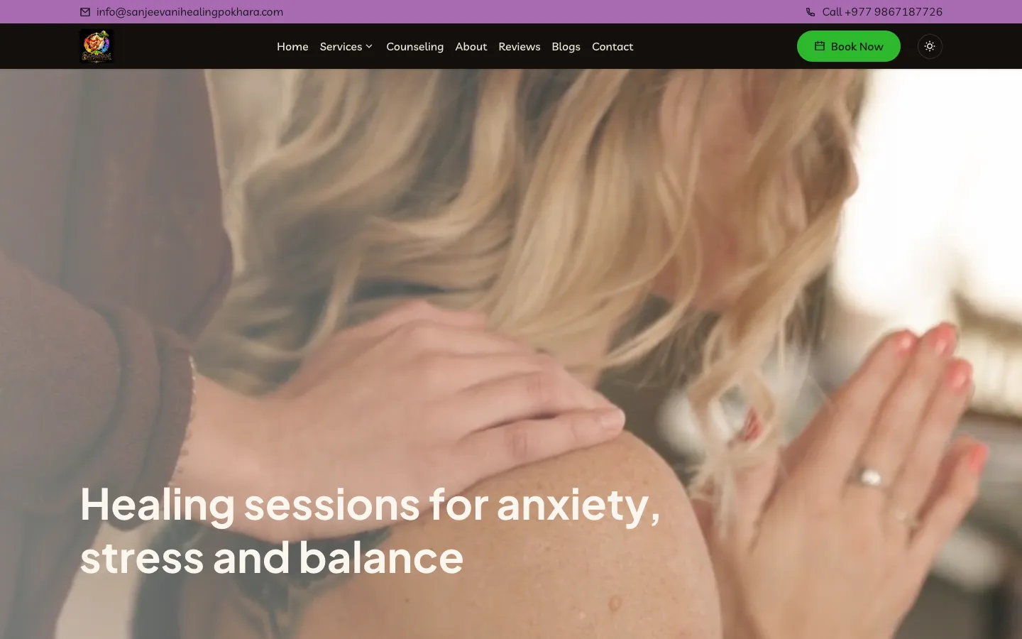 Sanjeevani Healing Pokhara website homepage